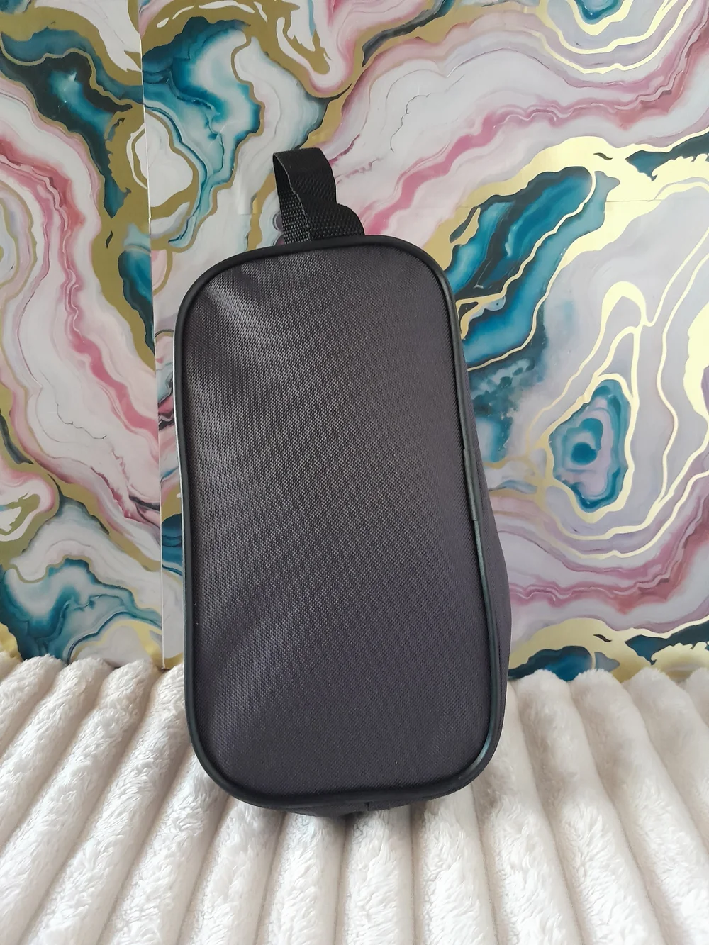 Bob Mackie Black Travel Toiletry Bag Cosmetic Pouch with Carry Handle